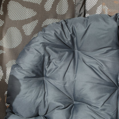 Foldable Egg Chair with Cushions, Indoor Outdoor Swivel Lounger, Grey