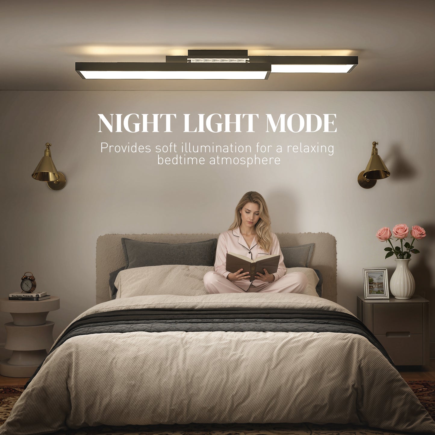 LED Ceiling Light, Dimmable Ceiling Light with Remote Control, Black
