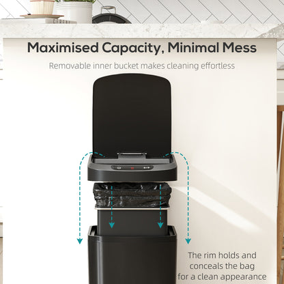 12L Sensor Bin, Automatic Touchless Motion Sensor Kitchen Bin, Black