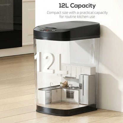 12L Sensor Bin, Automatic Touchless Motion Sensor Kitchen Bin, Black