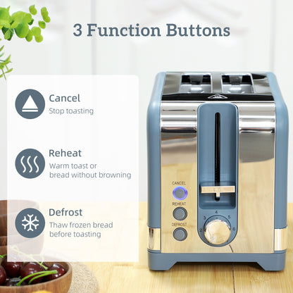 3000W Rapid Boil Kettle and Toaster Set with Otter Thermostat, Blue