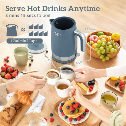 3000W Rapid Boil Kettle and Toaster Set with Otter Thermostat, Blue