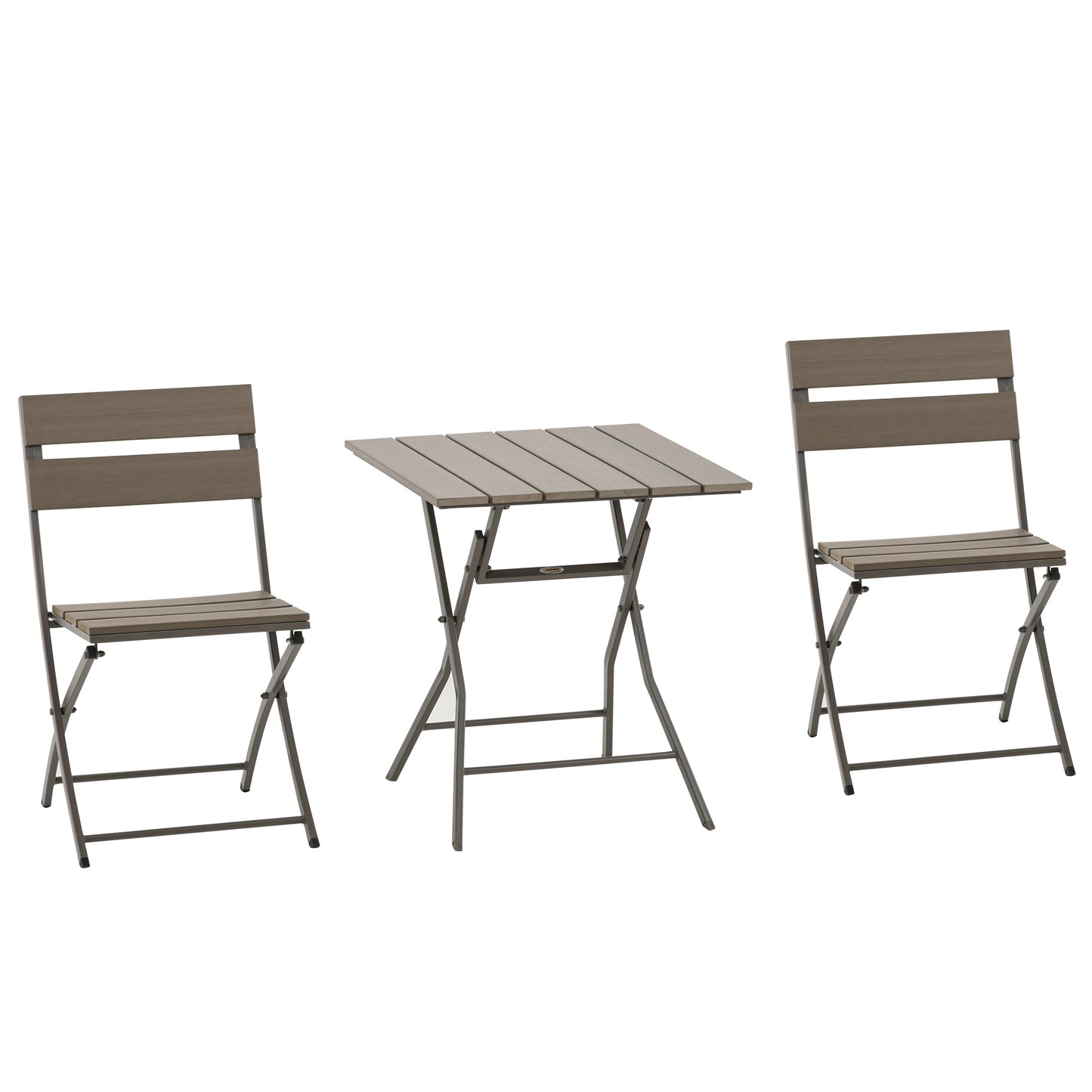 3 PCS Foldable Garden Bistro Set Folding Table And Chairs Set, Grey