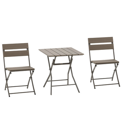 3 PCS Foldable Garden Bistro Set Folding Table And Chairs Set, Grey