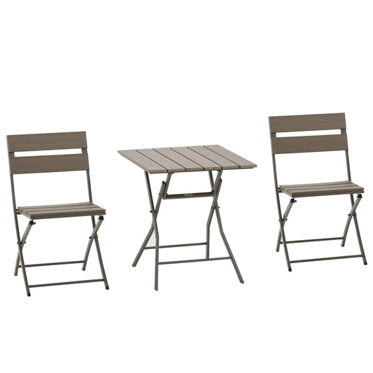 3 PCS Foldable Garden Bistro Set Folding Table And Chairs Set, Grey
