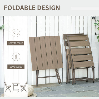 3 PCS Foldable Garden Bistro Set Folding Table And Chairs Set, Grey