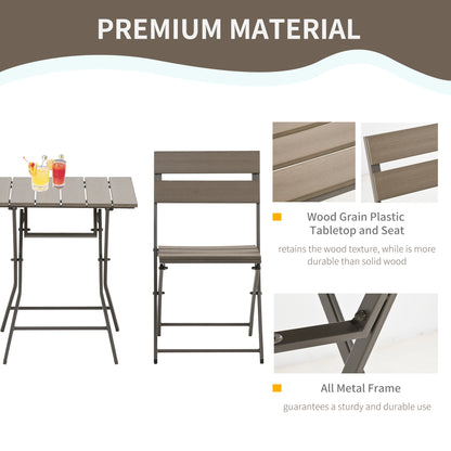 3 PCS Foldable Garden Bistro Set Folding Table And Chairs Set, Grey