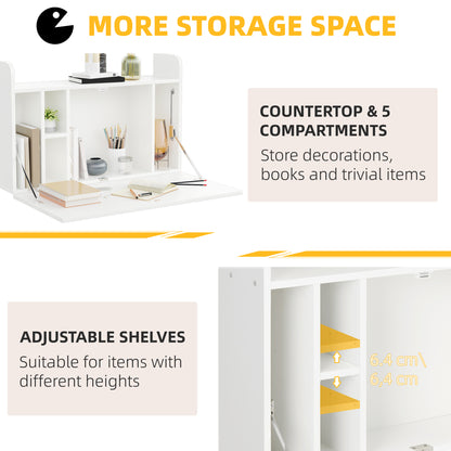 Wall Mounted Table w/ Space Saving Storage Compartments for Home Office