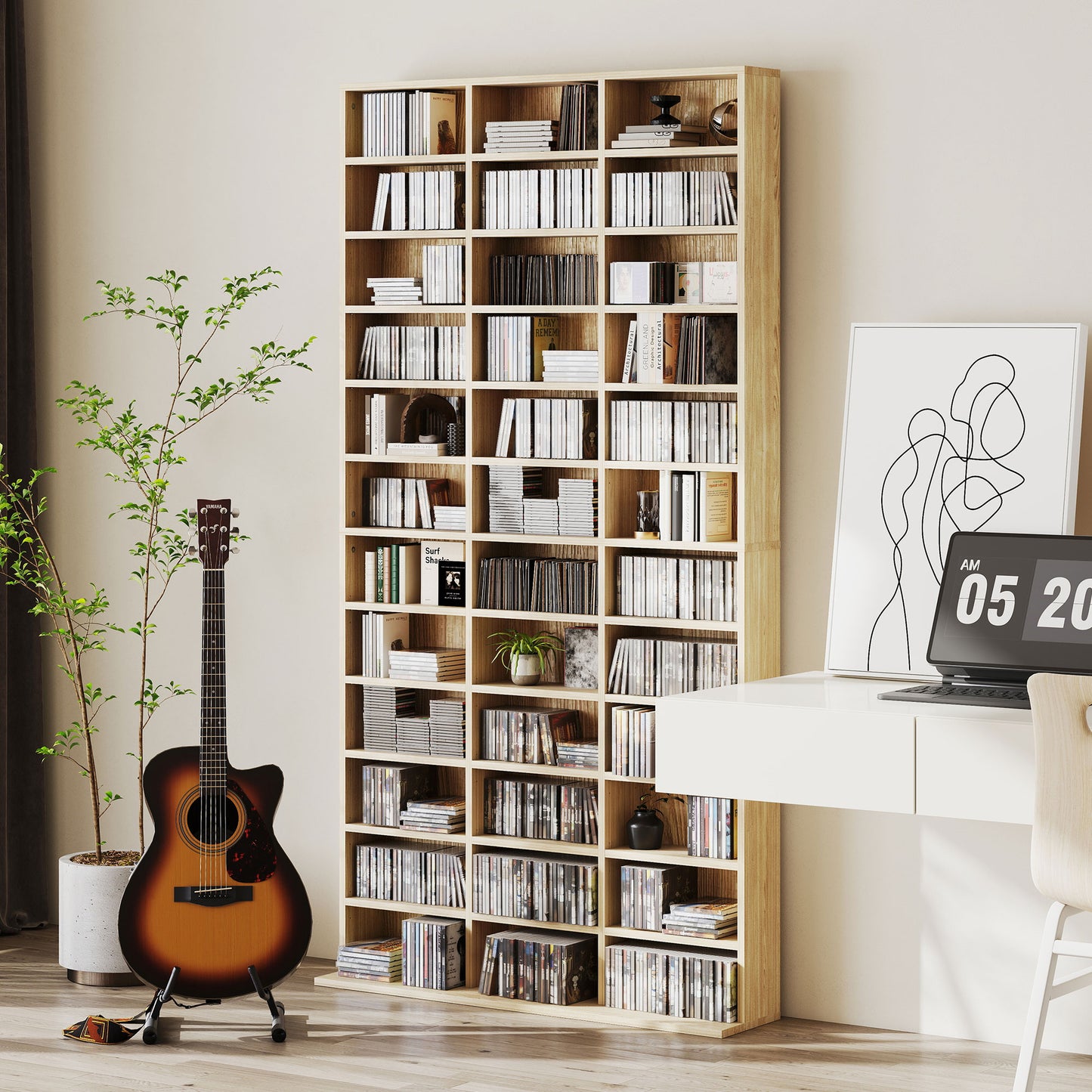 DVD CD Media Storage Rack, Video Display Unit, Oak Tone