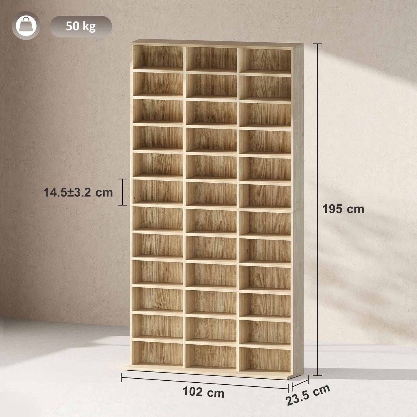 DVD CD Media Storage Rack, Video Display Unit, Oak Tone
