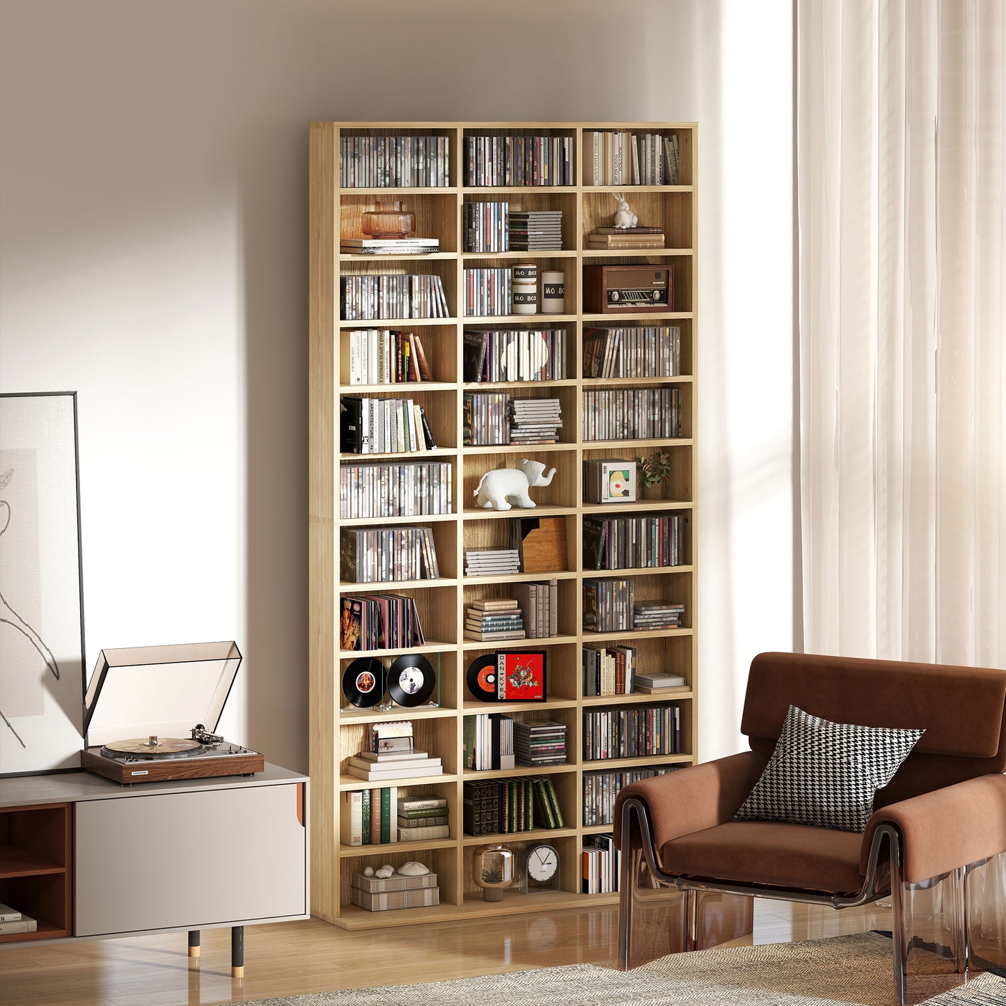 DVD CD Media Storage Rack, Video Display Unit, Oak Tone