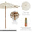 2.5m Wood Wooden Garden Parasol Sun Shade Patio Outdoor Umbrella Canopy New(Beige)