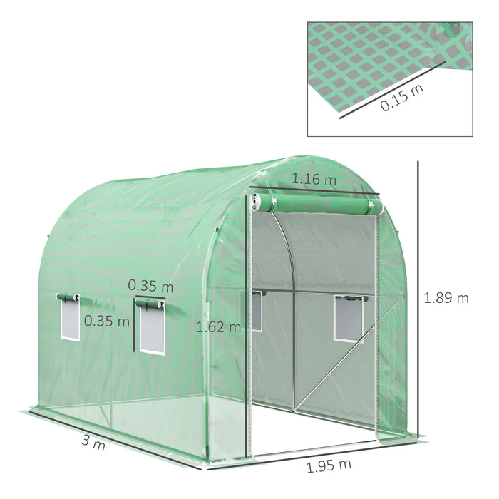 Greenhouse Polytunnel Walk-in Grow Plant Steel 3 x 2 m Outdoor