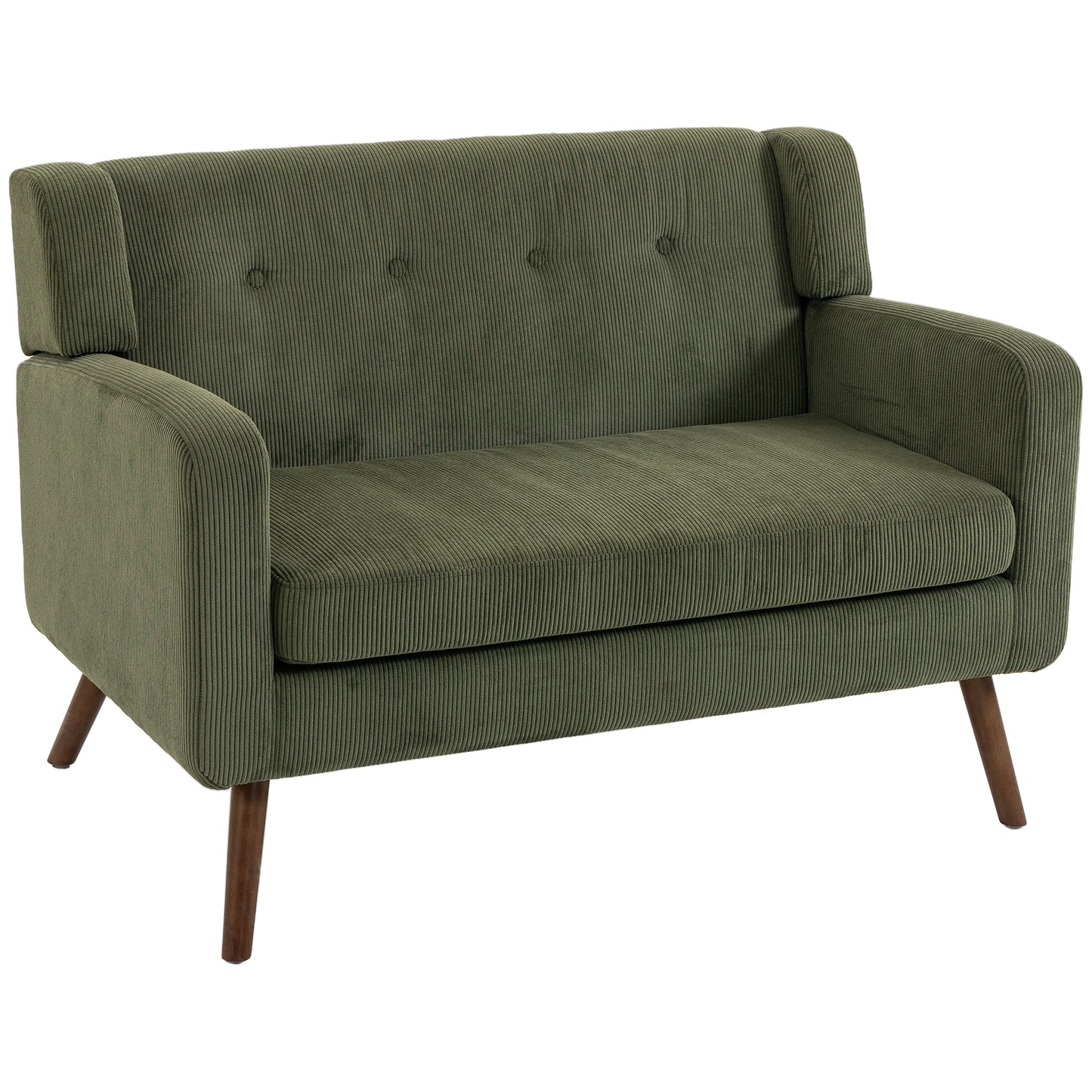 2 Seater Sofa, 118 cm Corduroy Small Loveseat Sofa, Dark Green
