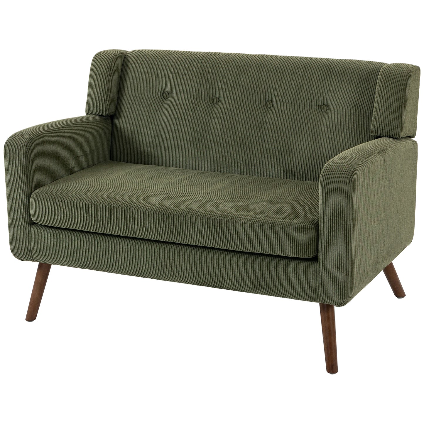 2 Seater Sofa, 118 cm Corduroy Small Loveseat Sofa, Dark Green
