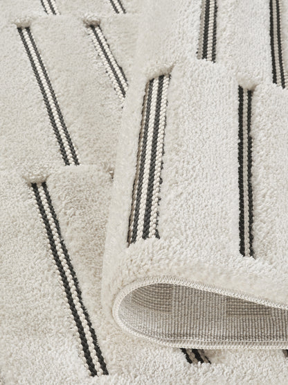 Freya Living Room Area Rug Contemporary 3D Embossed Modern Stripe Bar Design