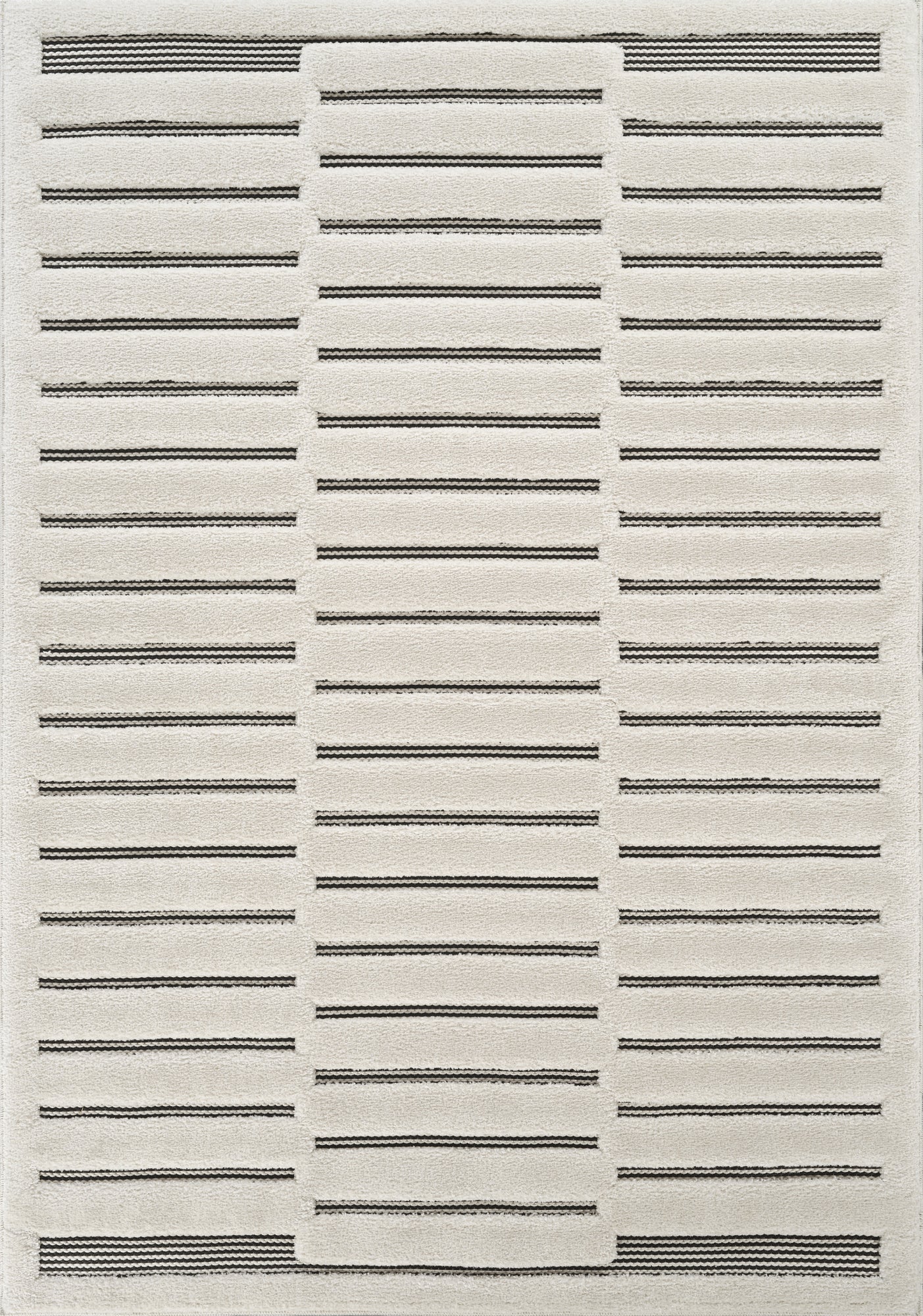 Freya Living Room Area Rug Contemporary 3D Embossed Modern Stripe Bar Design