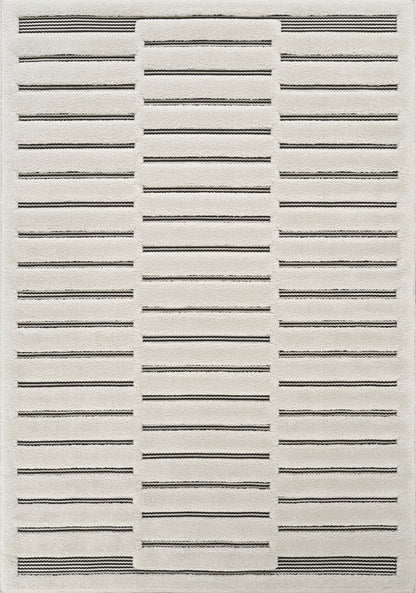 Freya Living Room Area Rug Contemporary 3D Embossed Modern Stripe Bar Design