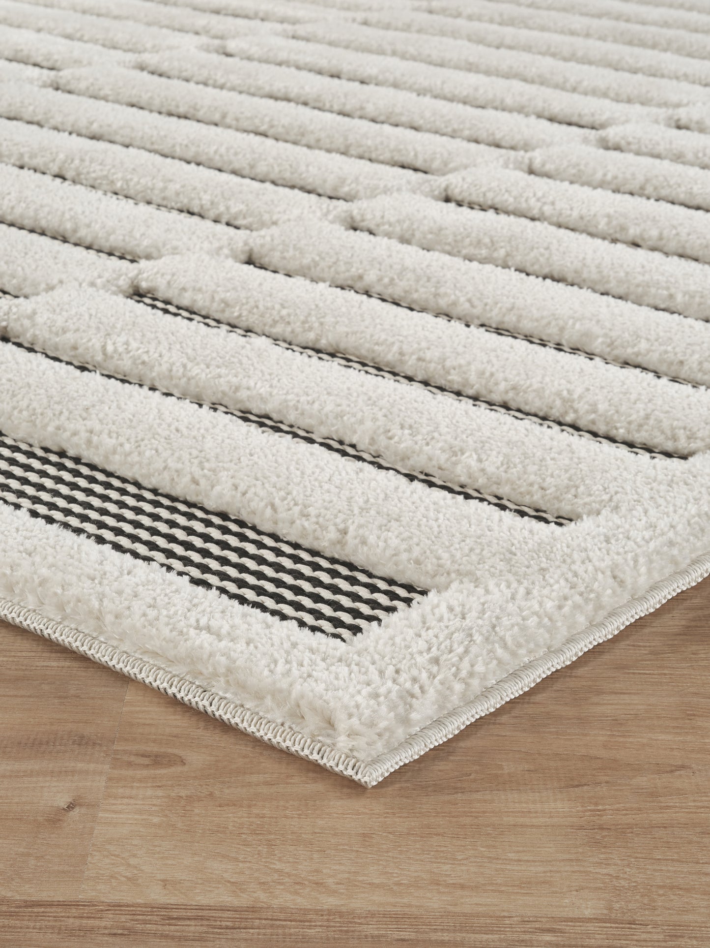 Freya Living Room Area Rug Contemporary 3D Embossed Modern Stripe Bar Design