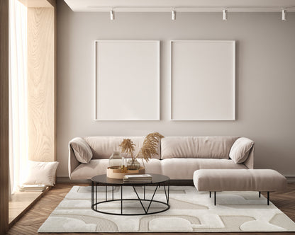 Freya Living Room Area Rug Contemporary 3D Embossed Modern Boho Design