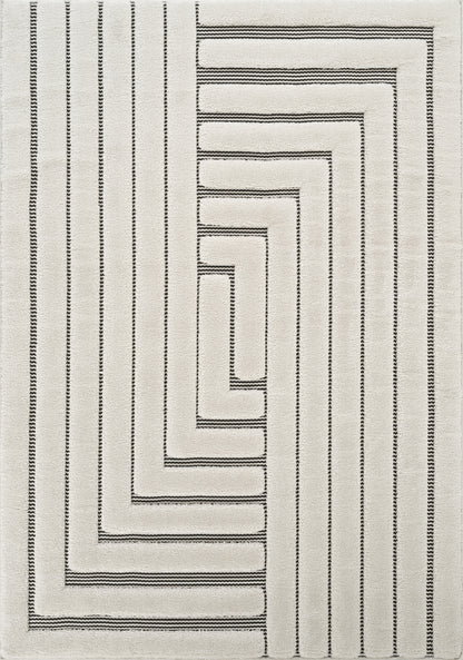 Freya Living Room Area Rug Contemporary 3D Embossed Modern Merge Line Design
