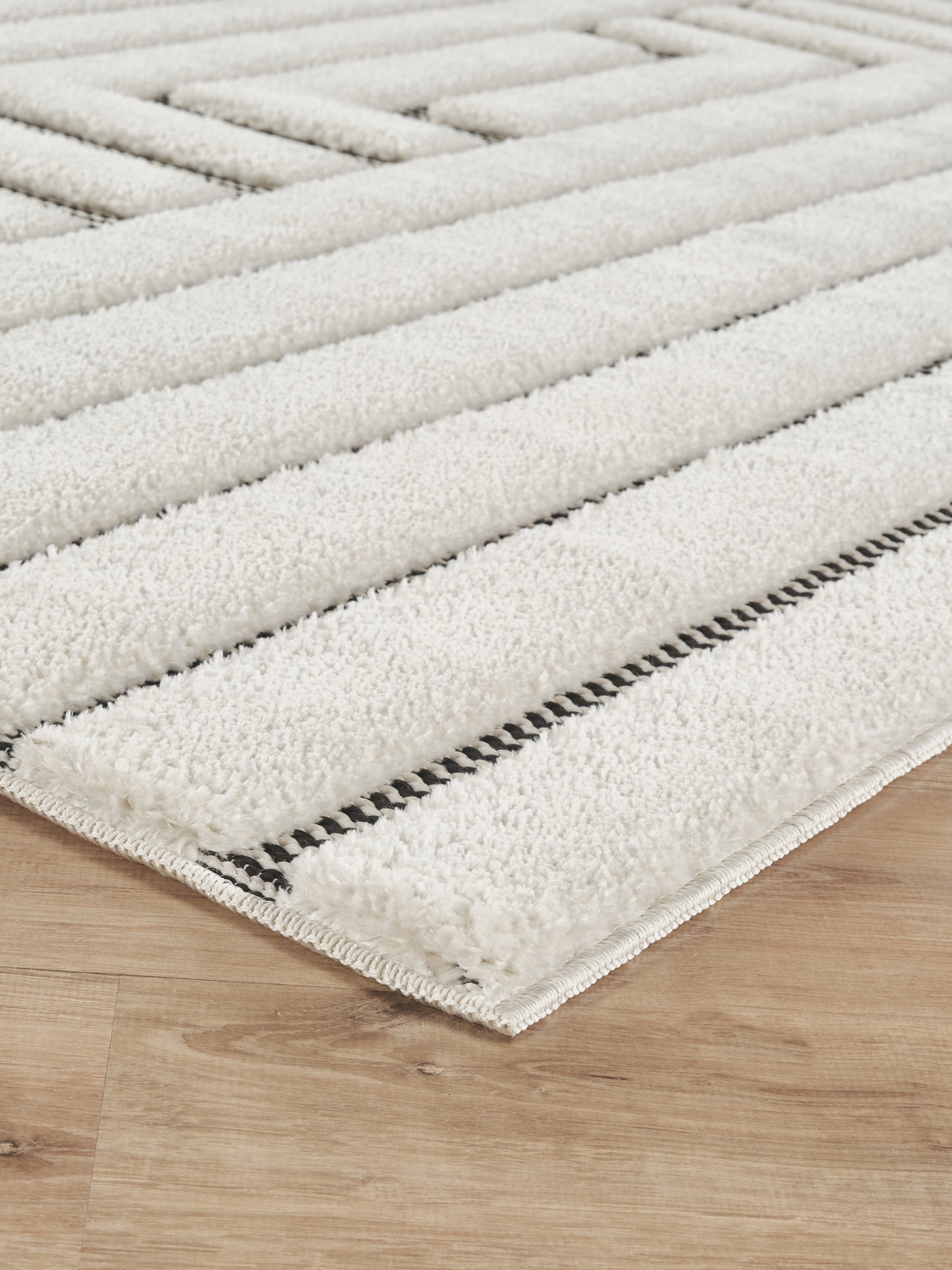 Freya Living Room Area Rug Contemporary 3D Embossed Modern Merge Line Design