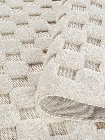 Freya Living Room Area Rug Contemporary 3D Embossed Modern Cubed Design