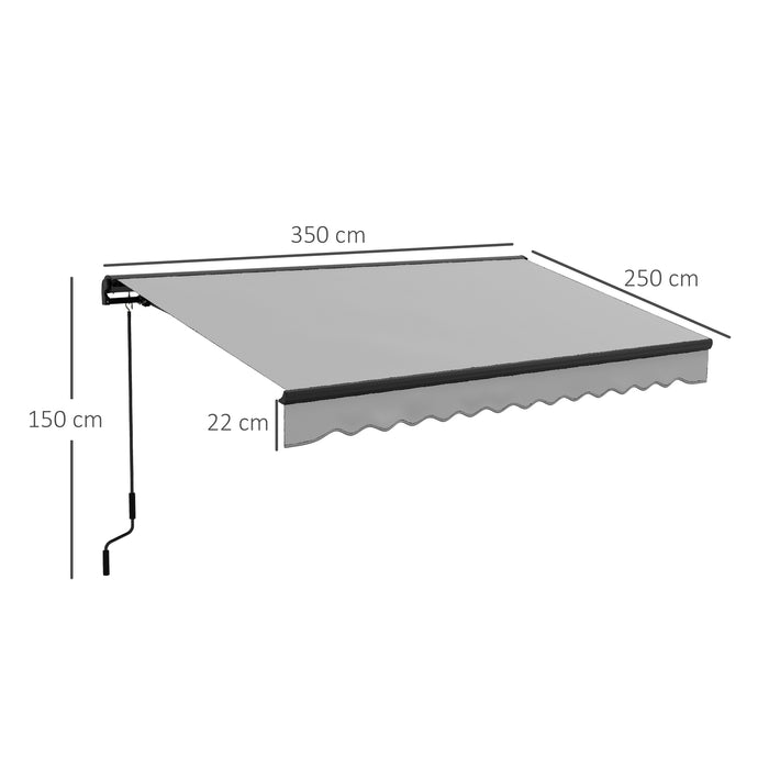 3.5 x 2.5m Aluminium Frame Electric Awning, Retractable Awning Sun Canopies for Patio Door Window, Grey