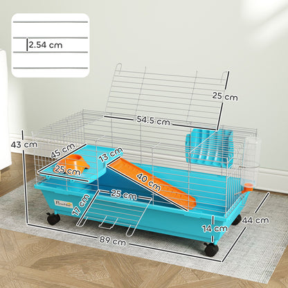 Small Animal Cage , Rabbit Cage with Wheels and Water Bottle