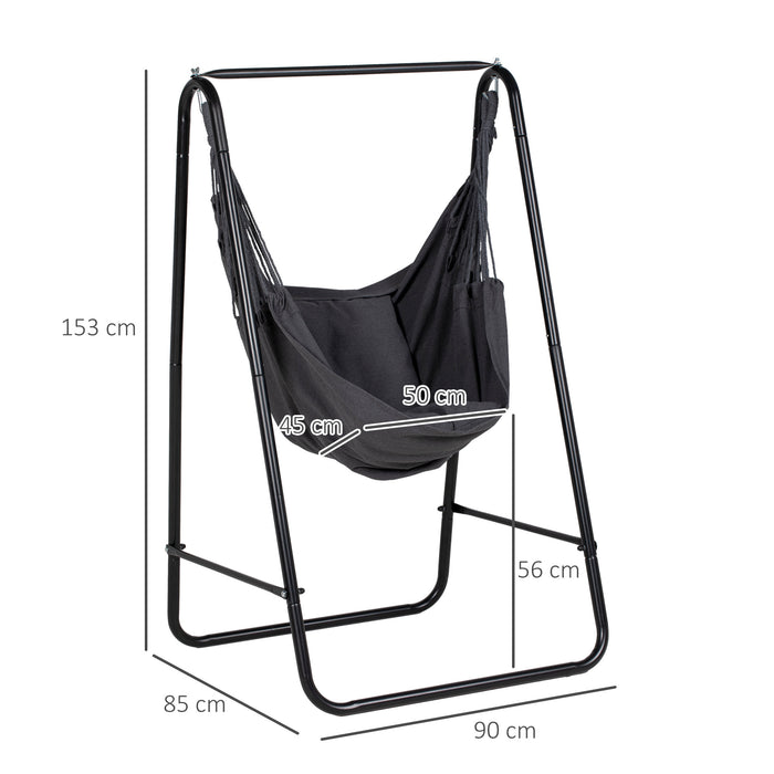 Hammock Chair with Stand, Hammock Swing Chair with Cushion, Grey