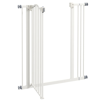 Metal Pet Safety Gate Dog Gate Folding Fence, White