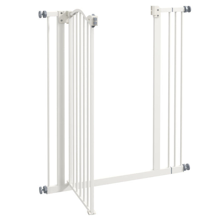 Metal Pet Safety Gate Dog Gate Folding Fence, White