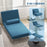 Single Sofa Bed, 1 Person Sleeper Foldable Lounge with Pillow, Blue