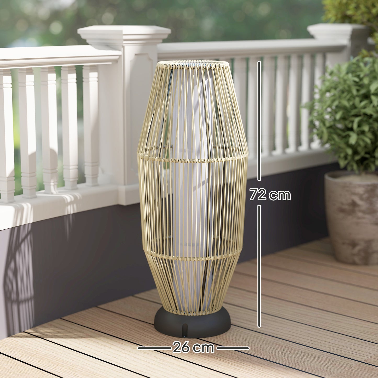 72 cm Rattan Solar Floor Lamp, Auto On/Off LED Garden Light, Grey