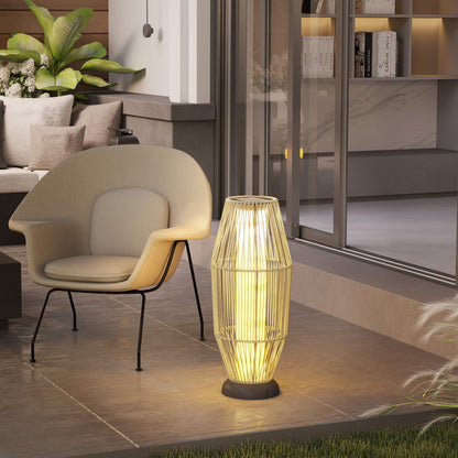 72 cm Rattan Solar Floor Lamp, Auto On/Off LED Garden Light, Grey