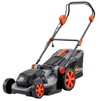 1800W Electric Lawnmower with 40cm Cutting Width, Mulching Feature and 50L Grass Collection Bag, Electric Lawnmower Corded with 6 Cutting Heights, 10m Cable Length, Carry Handle, Light Grey
