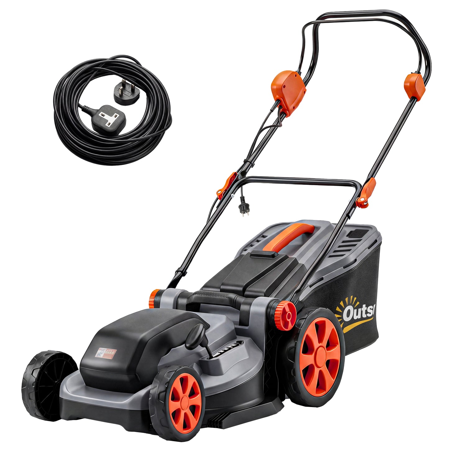 1800W Electric Lawnmower with 40cm Cutting Width, Mulching Feature and 50L Grass Collection Bag, Electric Lawnmower Corded with 6 Cutting Heights, 10m Cable Length, Carry Handle, Light Grey