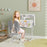 Kids Desk and Chair Set w/ Tiltable Desktop Reading Rack - Grey