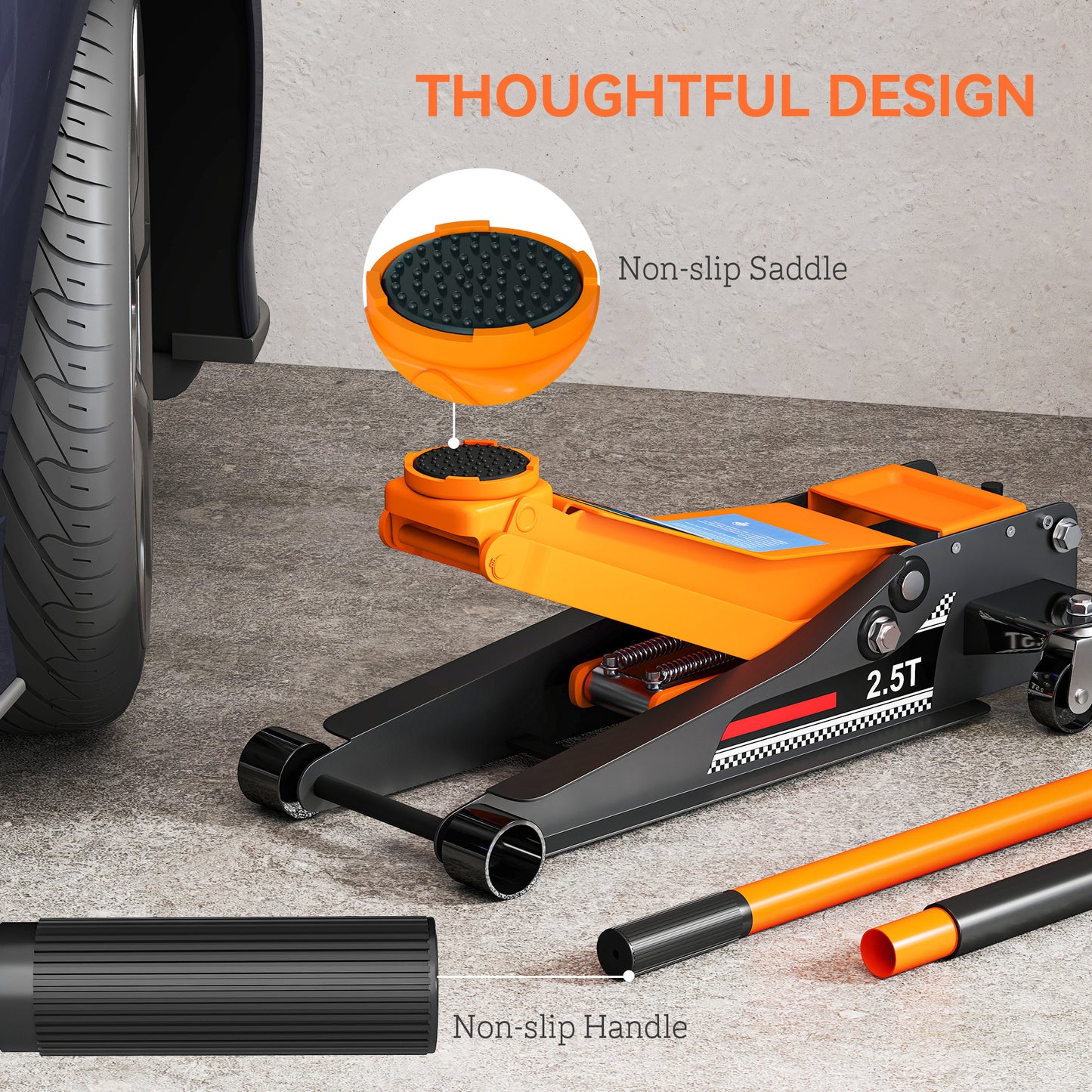2.5 Ton Low Profile Floor Jack, 7.5-47 cm Hydraulic Car Trolley Jack