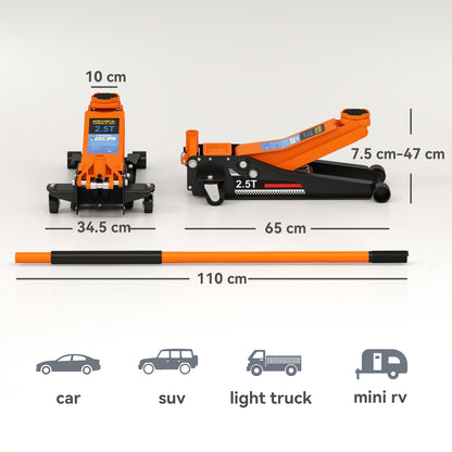 2.5 Ton Low Profile Floor Jack, 7.5-47 cm Hydraulic Car Trolley Jack