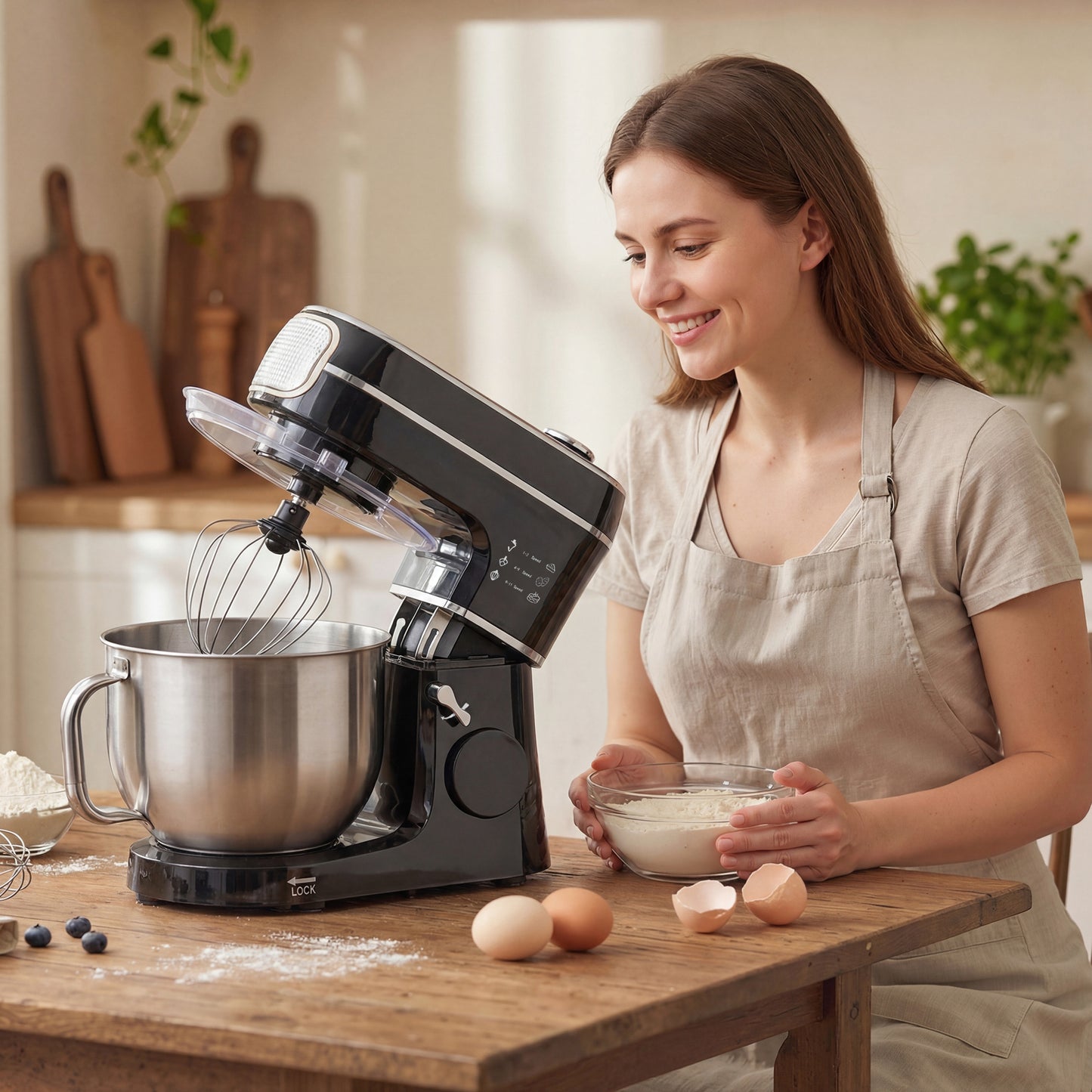 6L 1400W Stand Mixer with 11 Speeds & Fermentation Function, Black