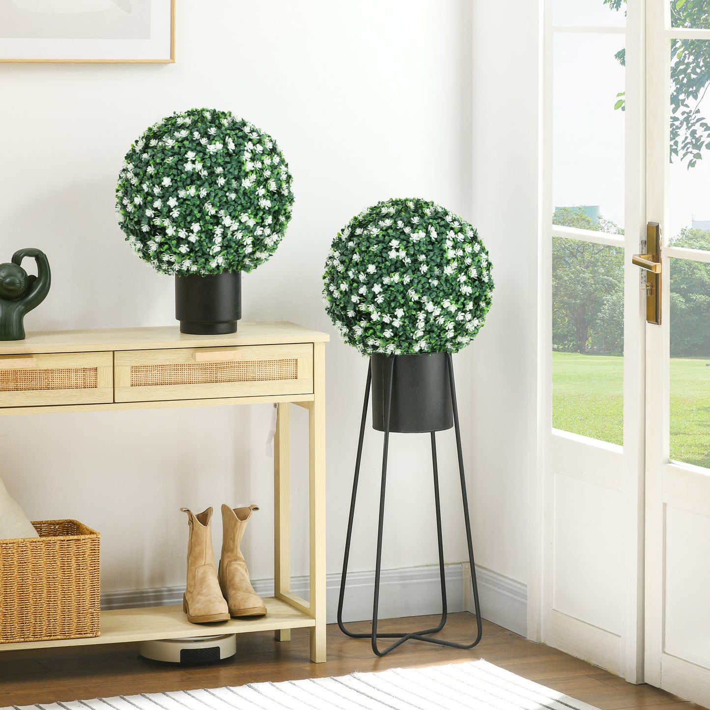 Set of 2 Artificial Topiary Balls Indoor Outdoor Faux Boxwood Balls