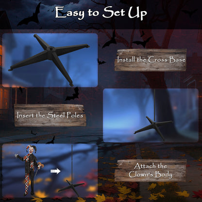 Sound Activated Halloween Animatronics Clown with Red Light Up Eyes