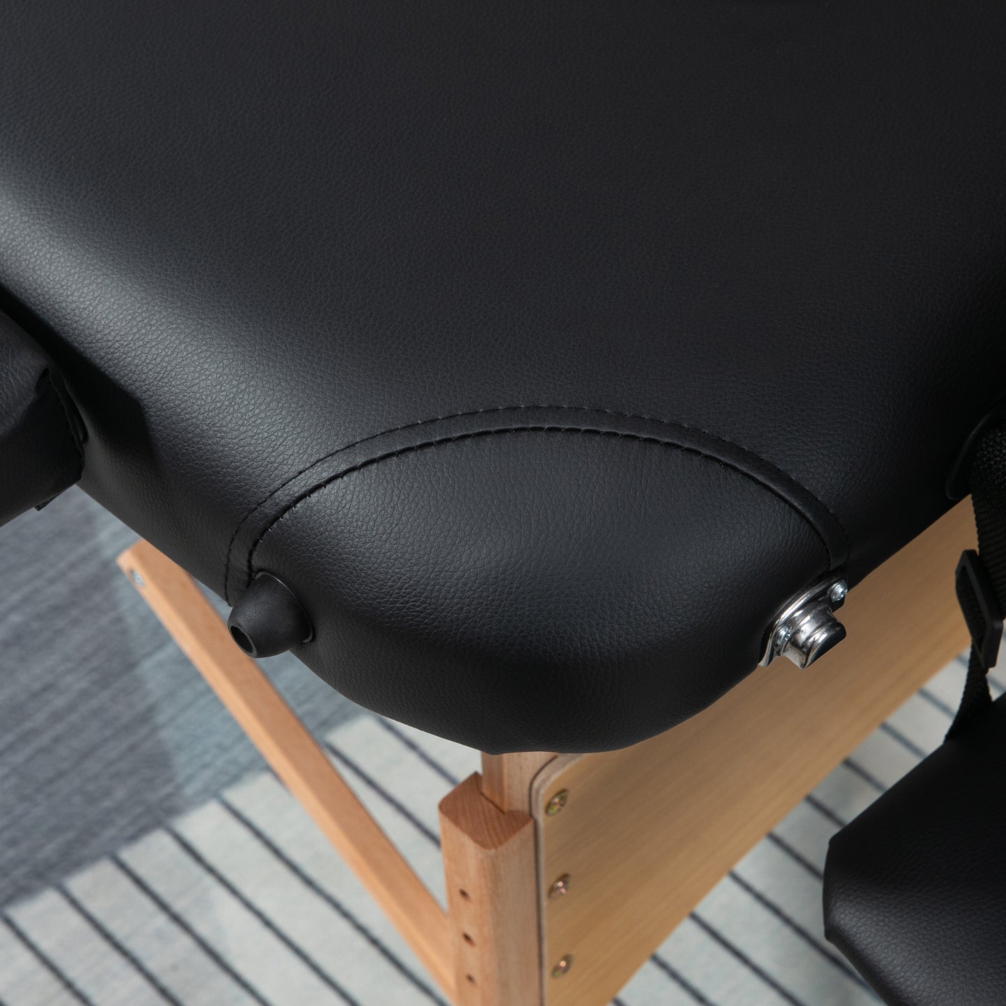 Wooden Folding Spa Beauty Massage Table w/ 2 Sections, Carry Bag, Black