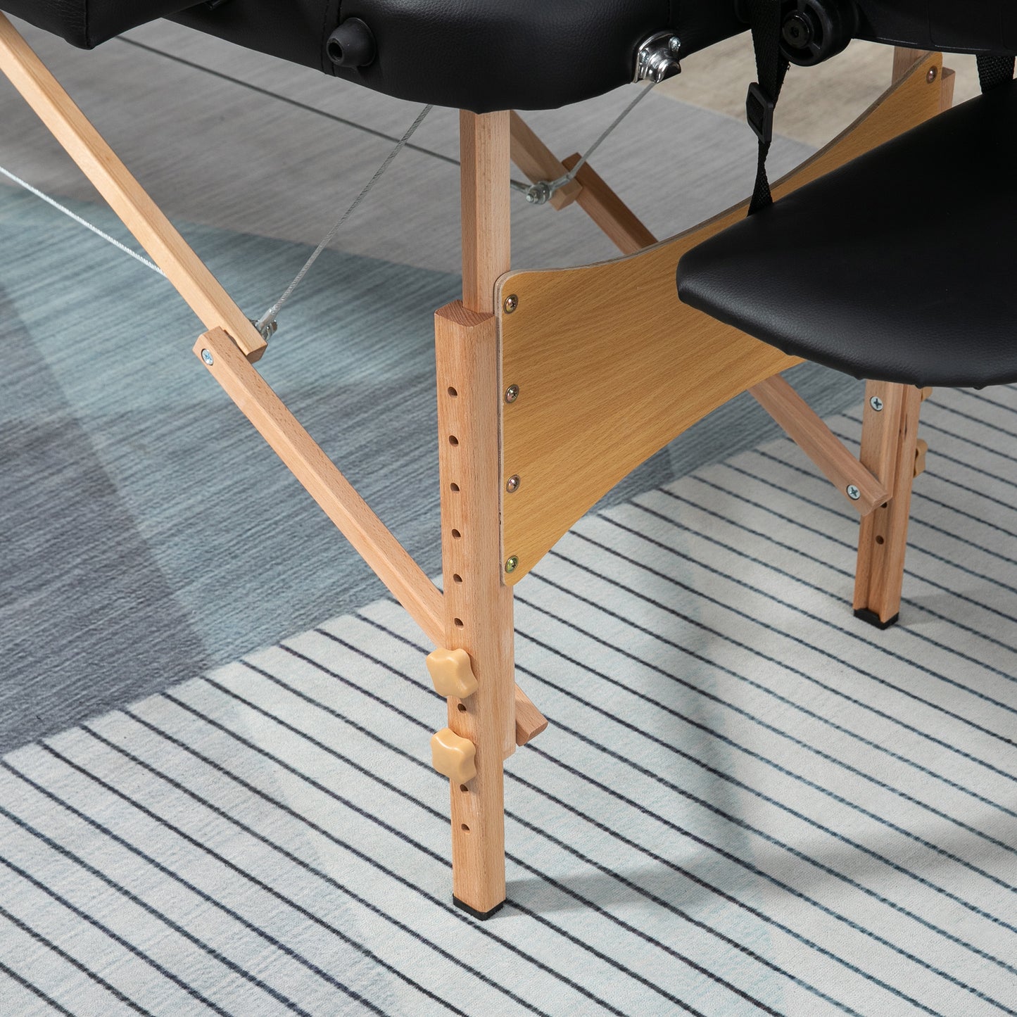 Wooden Folding Spa Beauty Massage Table w/ 2 Sections, Carry Bag, Black