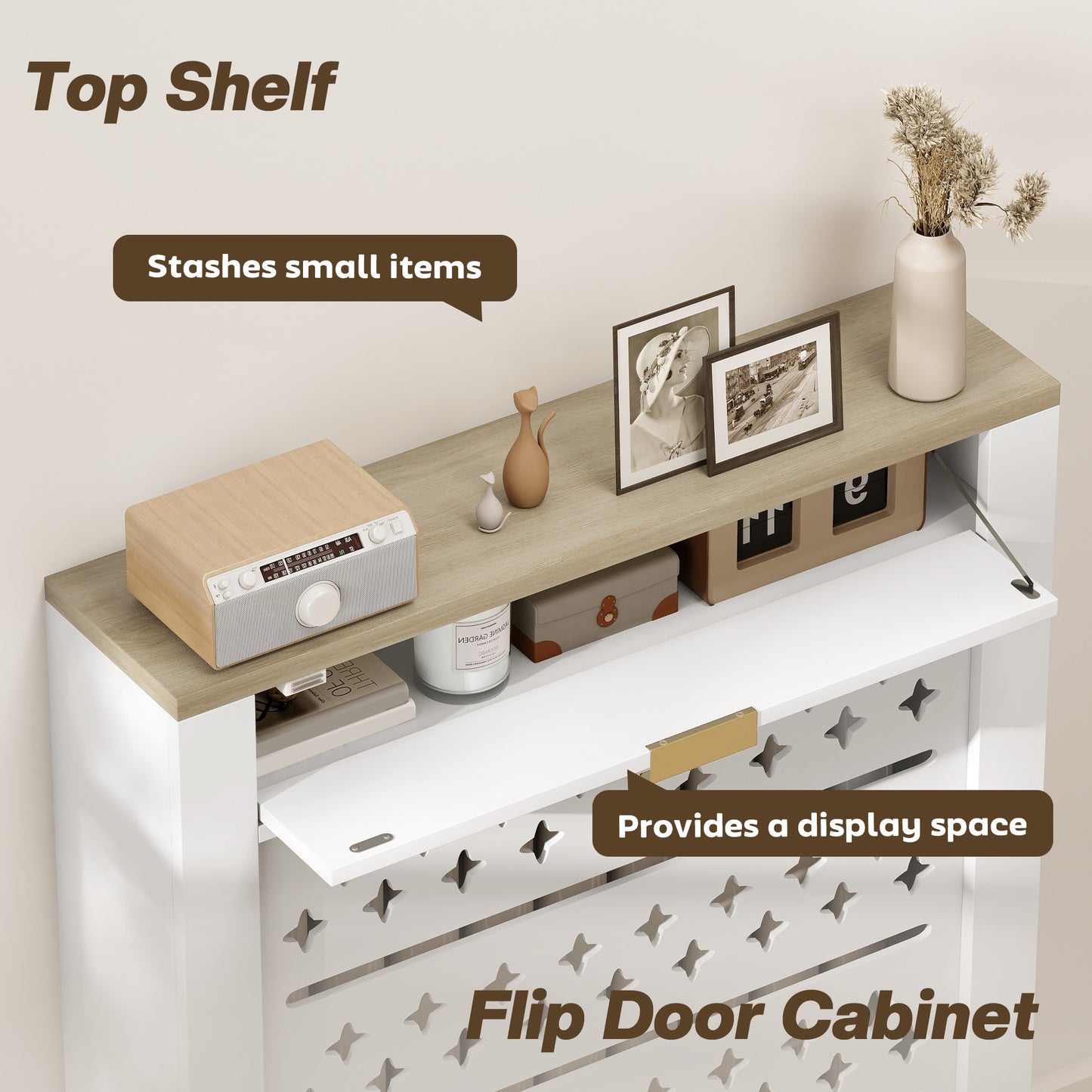 Heater Cover with Flip Drawer and Top Shelf 78 x 19 x 95.5 cm White