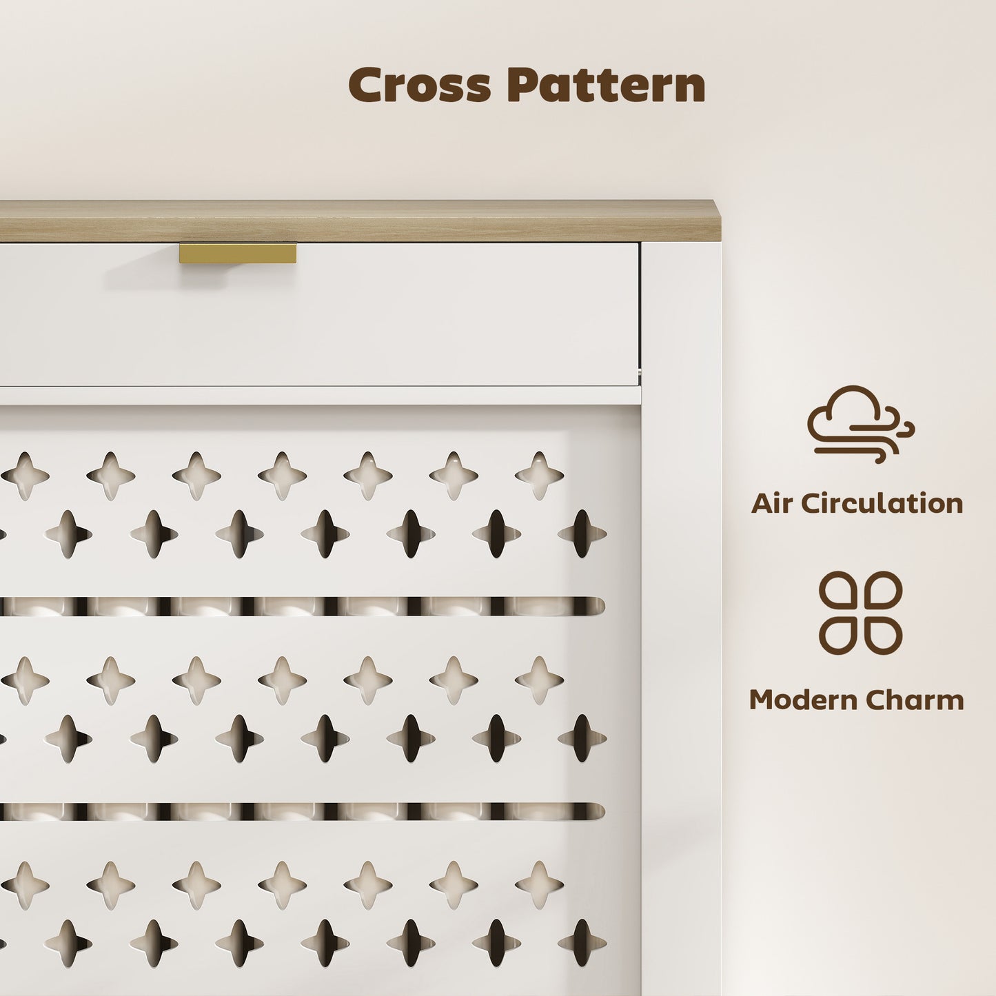 Heater Cover with Flip Drawer and Top Shelf 78 x 19 x 95.5 cm White