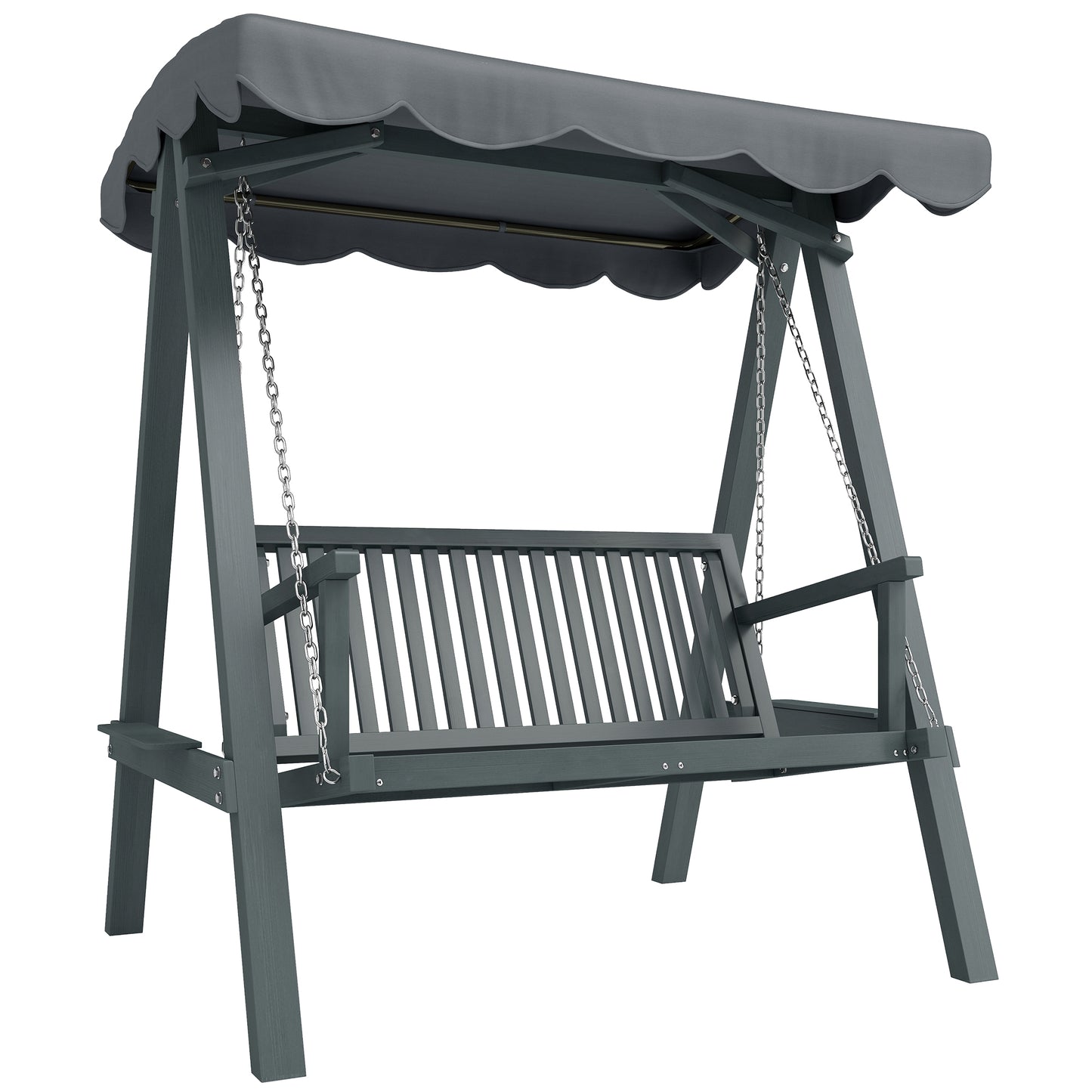 2 Seater Garden Swing Seat with Canopy, Outdoor Hammock Bench, Grey