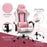 Racing Gaming Chair with Lumbar Support, Head Pillow, Swivel Wheels, High Back Recliner Gamer Desk Chair for Home Office, Pink