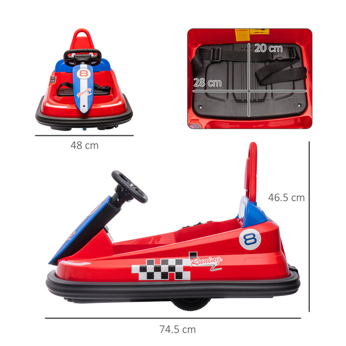 6V Kids Bumper Car, 360° Rotation Waltz Car w/ 2 Speeds - Red